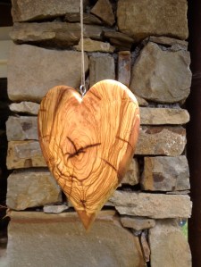 Olive Wood Heart made as a wedding present by Paul Swatridge